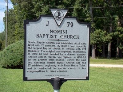 Nomini Baptist Church Marker. Click for full size. Nomini Baptist Church Marker image. Click for full size.