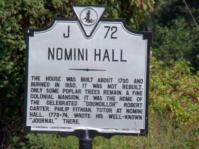 Nomini Hall Marker image. Click for full size.