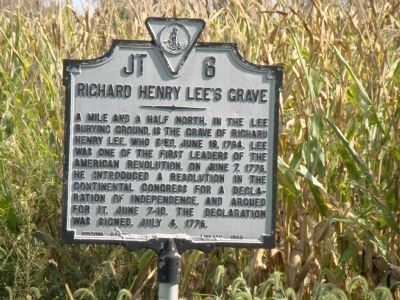 Richard Henry Lees Grave Marker image. Click for full size.