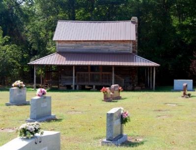 Hendrix Cabin -<br>Home of Abner Creek Baptist Church<br>Marker to Far Right Has Its Own Page. Click for full size. Hendrix Cabin -<br>Home of Abner Creek Baptist Church<br>Marker to Far Right Has Its Own Page image. Click for full size.