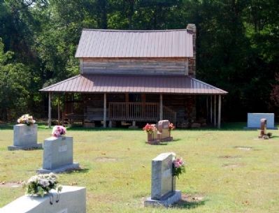 Hendrix Cabin -<br>Home of Abner Creek Baptist Church<br>Marker to Far Right Has Its Own Page image. Click for full size.