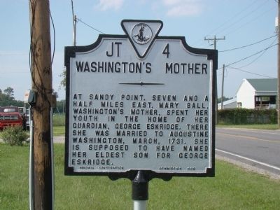 Washington’s Mother Marker image. Click for full size.