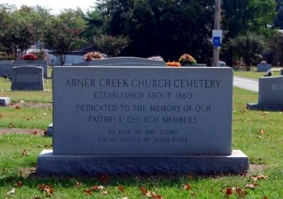 Abner Creek Baptist Church Cemetery Marker. Click for full size. Abner Creek Baptist Church Cemetery Marker image. Click for full size.