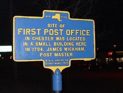 First Post Office in Chester Marker image. Click for full size.