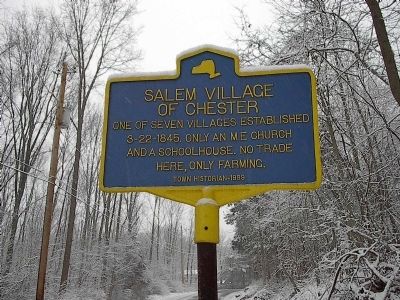 Salem Village of Chester Marker image. Click for full size.