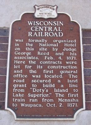 Wisconsin Central Railroad Marker in former location. image. Click for full size.