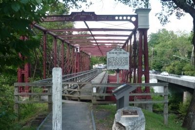 Savage Mill Marker - at the Bollman Iron Truss Bridge (1869) NHL image. Click for full size.