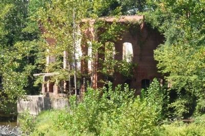 Savage Mill - ruins of wheel house, seen from Bollman Iron Truss Bridge image. Click for full size.