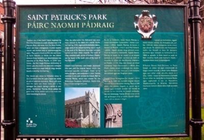 Saint Patrick's Park / Páirc Naomh Pádraig Marker. Click for full size. Saint Patrick's Park / Páirc Naomh Pádraig Marker image. Click for full size.