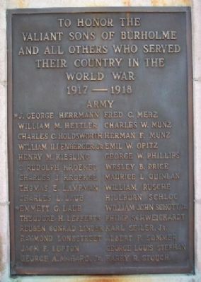 Burholme World War I Memorial Marker. Click for full size. Burholme World War I Memorial Marker image. Click for full size.