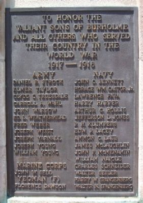 Burholme World War I Memorial Marker. Click for full size. Burholme World War I Memorial Marker image. Click for full size.