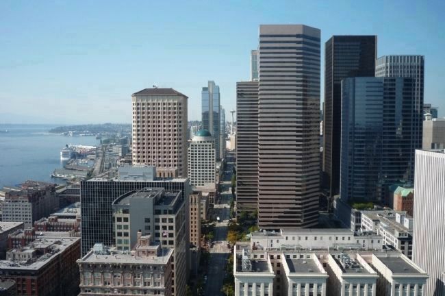 Downtown Seattle - view north from the Smith Tower's 35th floor observation deck. image. Click for full size.