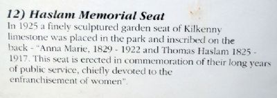 Haslam Memorial Seat Marker image. Click for full size.