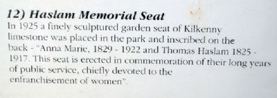 Haslam Memorial Seat Marker. Click for full size. Haslam Memorial Seat Marker image. Click for full size.