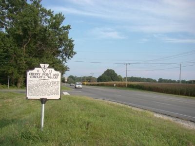 Cherry Point and Cowart�s Wharf Marker image. Click for full size.
