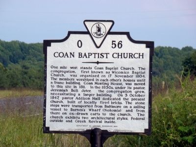 Coan Baptist Church Marker image. Click for full size.