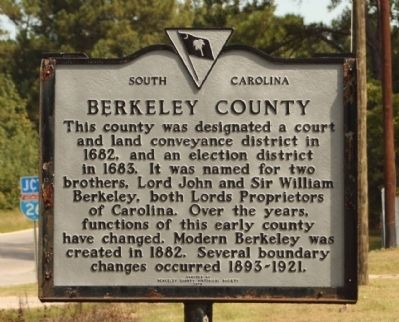 Berkeley County Marker. Click for full size. Berkeley County Marker image. Click for full size.