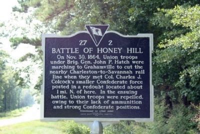 Battle of Honey Hill New Replacement Marker image. Click for full size.