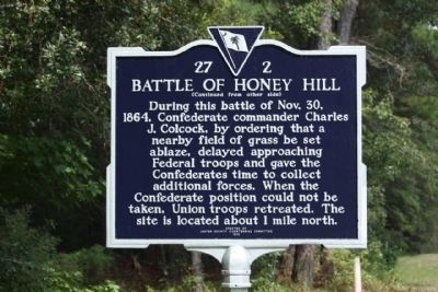 Battle of Honey Hill Replacement Marker Side 2 image. Click for full size.