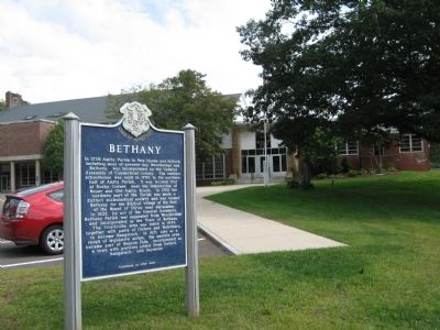 Bethany Marker and Bethany Town Hall image. Click for full size.