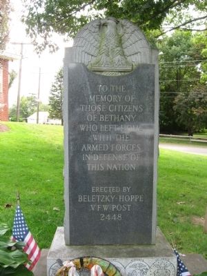 Bethany Veterans Monument image. Click for full size.