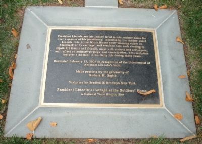President Lincoln's Cottage at the Soldiers' Home Marker image. Click for full size.