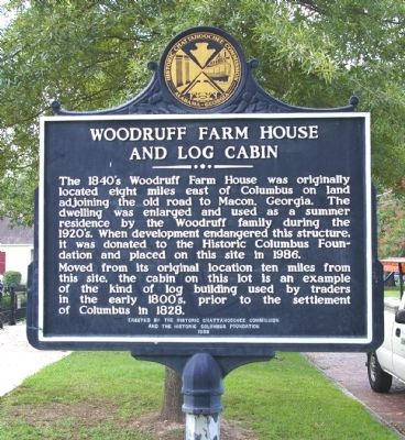 Woodruff Farm House and Log Cabin Marker image. Click for full size.