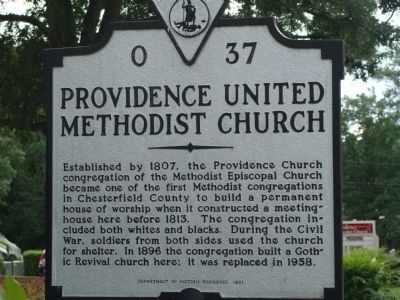 Providence United Methodist Church Marker. Click for full size. Providence United Methodist Church Marker image. Click for full size.