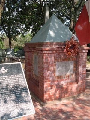 Brick tomb and monument, first known Masonic landmark in Texas image. Click for full size.
