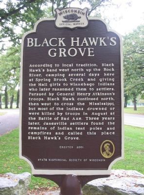 Black Hawk's Grove Marker <i>[east side]</i> image. Click for full size.