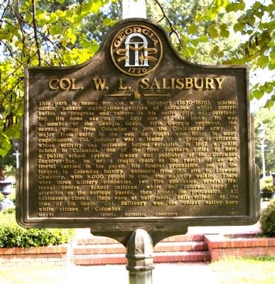 Col. W. L. Salisbury Marker image. Click for full size.