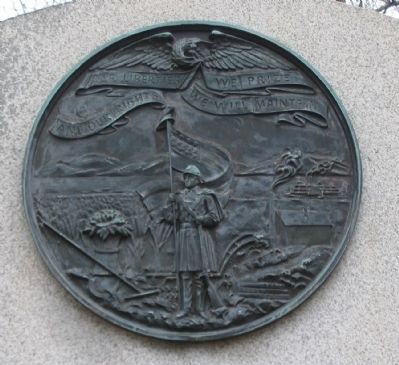 State Seal on Front of Monument. Click for full size. State Seal on Front of Monument image. Click for full size.