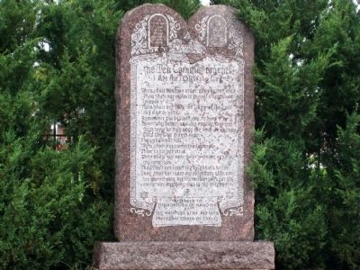 Close-up of the Ten Commandments Monolith Marker. Click for full size. Close-up of the Ten Commandments Monolith Marker image. Click for full size.
