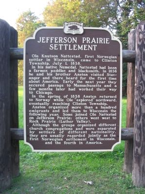 Jefferson Prairie Settlement Marker image. Click for full size.