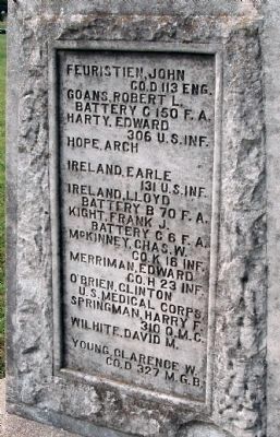 World War I Memorial Marker. Click for full size. World War I Memorial Marker image. Click for full size.