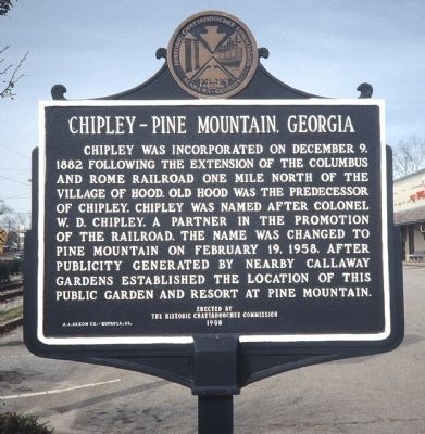Chipley - Pine Mountain, Georgia Marker image. Click for full size.