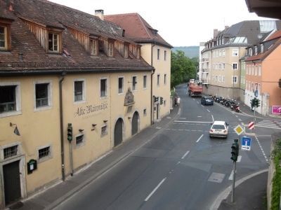 The Lower Main Mill Marker - Wide View, Taken from the <i>Alte Main Brücke</i> (Old Main Bridge). Click for full size. The Lower Main Mill Marker - Wide View, Taken from the <i>Alte Main Brücke</i> (Old Main Bridge) image. Click for full size.