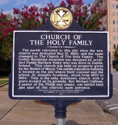 Church of the Holy Family Marker, Reverse image. Click for full size.