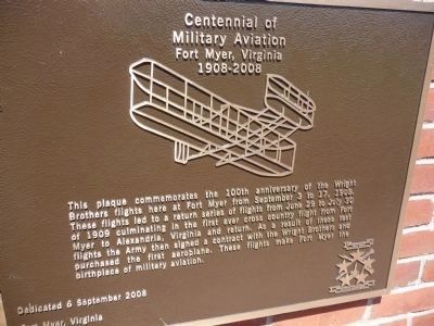 Centennial of Military Aviation Marker. Click for full size. Centennial of Military Aviation Marker image. Click for full size.