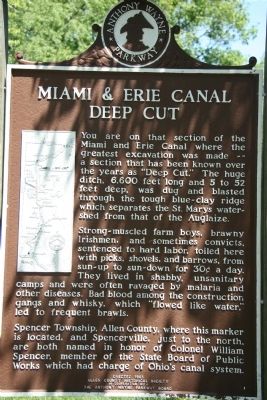 Miami & Erie Canal Deep Cut Marker image. Click for full size.