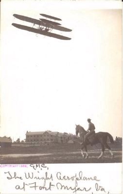 Wright flyer at Fort Myer. Click for full size. Wright flyer at Fort Myer image. Click for full size.