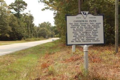 Cherokee Path Marker, looking eastward along Old Highway 6 image. Click for full size.