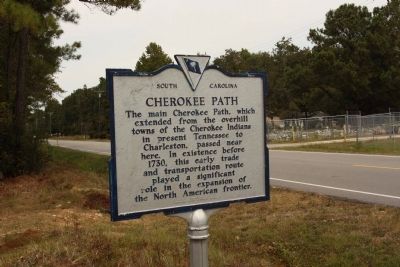 Cherokee Path Marker looking west along Old Highway 6 image. Click for full size.