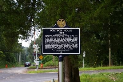 Fortson House Marker with the Railroad Tracks in the Background image. Click for full size.