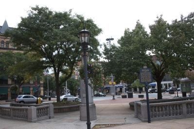 View looking Northwest through the Center Square. Marker in right center. image. Click for full size.