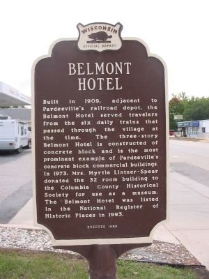 Belmont Hotel Marker <i>[north side]</i> image. Click for full size.