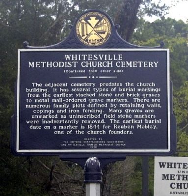 Whitesville Methodist Church Cemetery Marker side image. Click for full size.