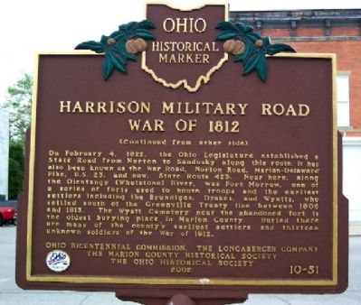 Harrison Military Road Marker (Side B) image. Click for full size.
