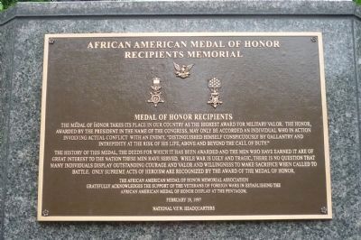 African American Medal of Honor Recipients Memorial, Marker Panel 1 image. Click for full size.