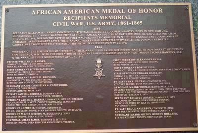 African American Medal of Honor Recipients Memorial, Marker Panel 2: image. Click for full size.